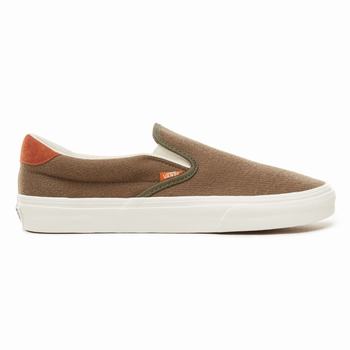 Vans Suede Flannel Slip-On 59 - Miesten Tennarit - Oliivinvihreä